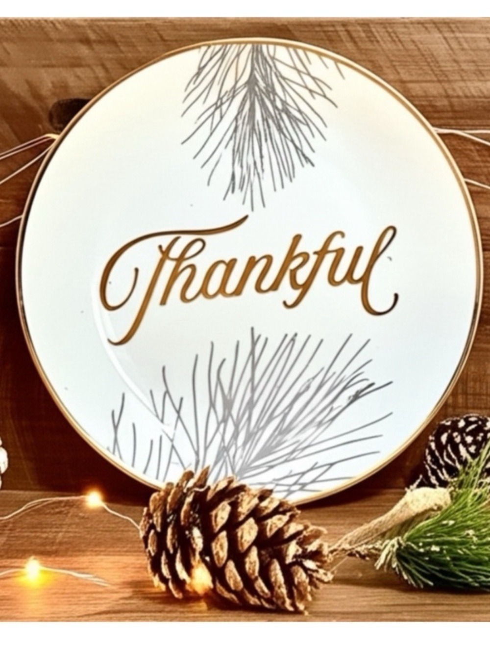World Market THANKFUL Decorative Ivory Ceramic Plate NWT - Picture 2 of 14